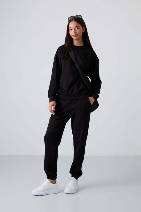 Oversized Sweatshirt en Broek met Elastische Tailleband Set - Image 6