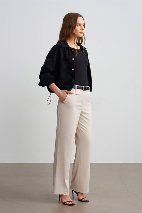Dames Hoge Taille Rechte Cropped Broek - Image 3