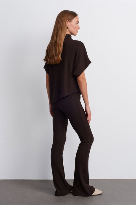 Hoge Taille Flared Gebreide Broek - Image 2