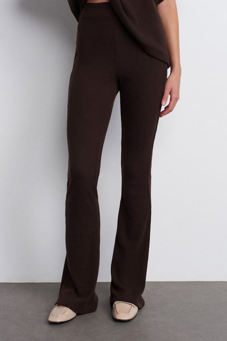 Hoge Taille Flared Gebreide Broek - Image 5