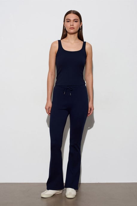 Mid-Waist Flare Jersey Broek met Touwtje - Image 4