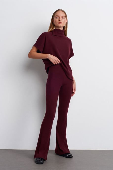 Hoge Taille Flared Gebreide Broek - Image 3
