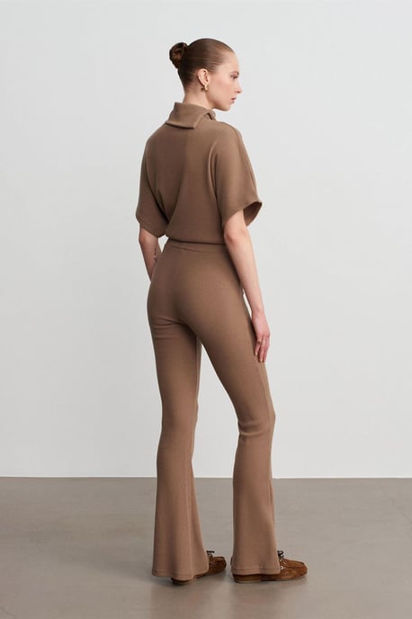 Hoge Taille Flared Gebreide Broek - Image 2