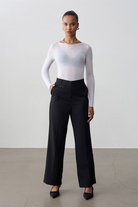 Dames Hoge Taille Rechte Crepe Broek - Image 3