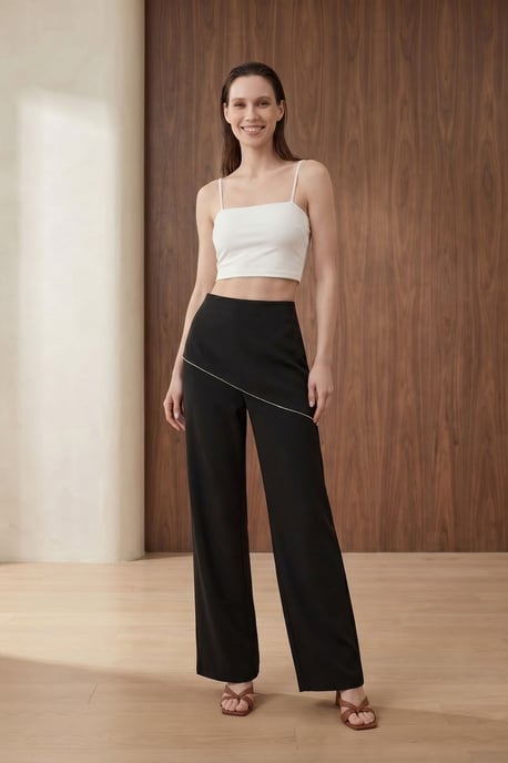 Hoge Taille Wijde Pijpen Crêpe Broek - Image 3