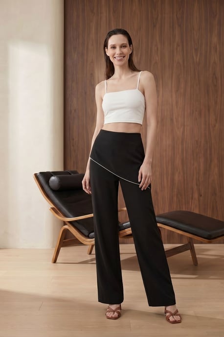 Hoge Taille Wijde Pijpen Crêpe Broek - Image 5