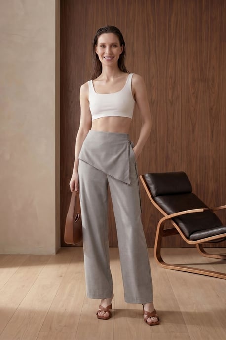 Hoge Taille Wijdpijpen Crepe Broek - Image 2