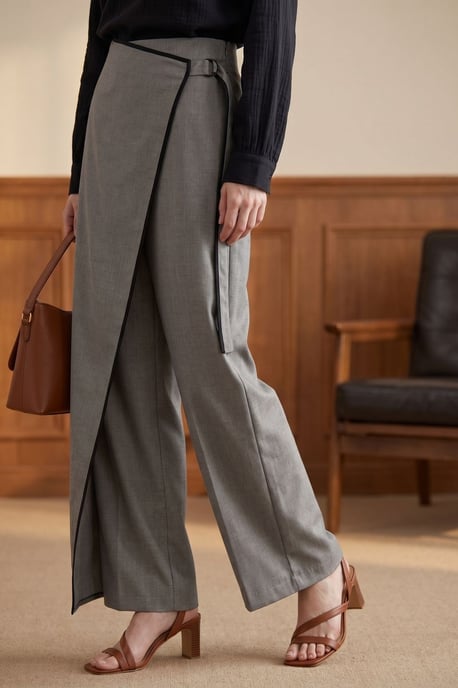 Hoge Taille Wijdpijpen Crepe Broek - Image 3