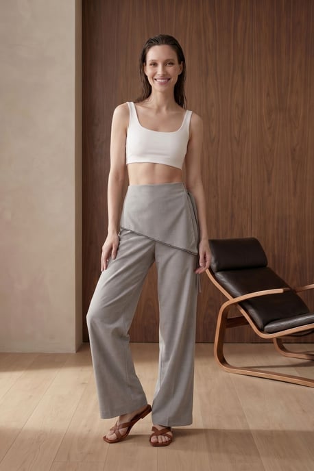 Hoge Taille Wijdpijpen Crepe Broek - Image 6