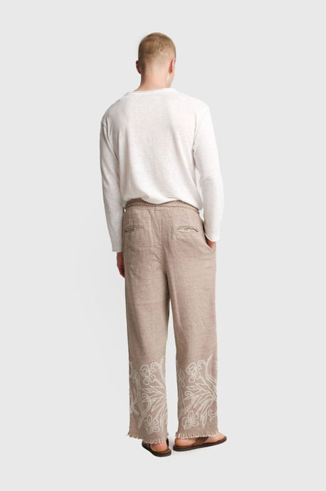 Heren Katoenen Geborduurde Gebreide Wijde Pantalon - Image 3