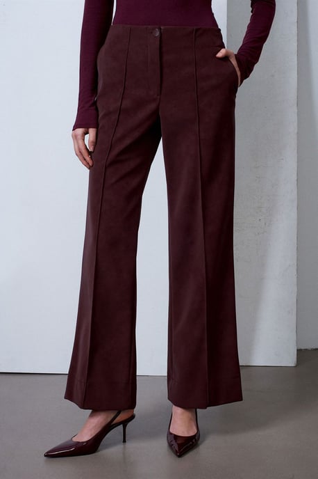 Dames Hoge Taille Wijde Pijpen Neplederen Broek - Image 2