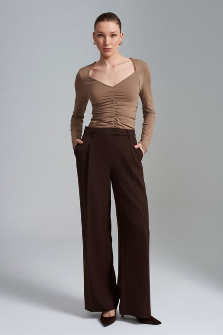 Vrouwen Hoge Taille Wijde Pijpen Crêpe Broek - Image 1