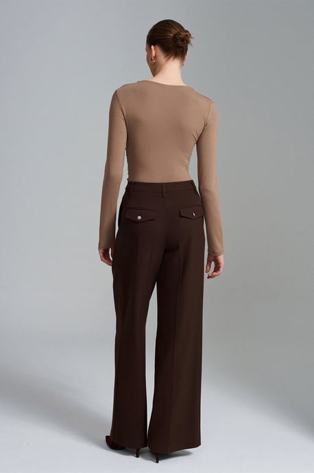 Vrouwen Hoge Taille Wijde Pijpen Crêpe Broek - Image 2