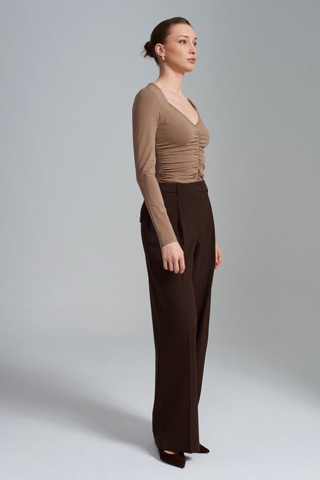Vrouwen Hoge Taille Wijde Pijpen Crêpe Broek - Image 4