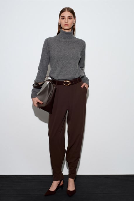 Dames Hoge Taille Wijde Pijpen Crepe Broek - Image 1