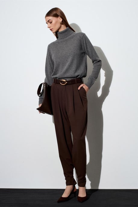 Dames Hoge Taille Wijde Pijpen Crepe Broek - Image 3