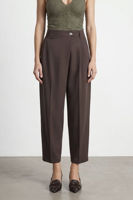 Hoge Taille Wijde Pijp Crepe Broek - Image 3