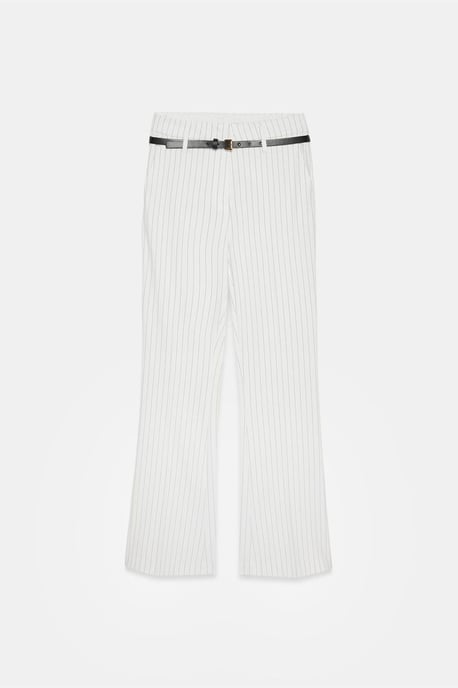 Hoge taille gestreepte flare broek met riem - Image 5