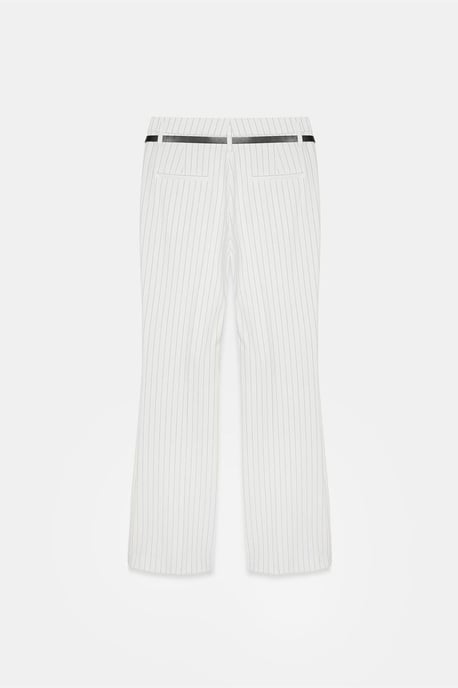 Hoge taille gestreepte flare broek met riem - Image 6