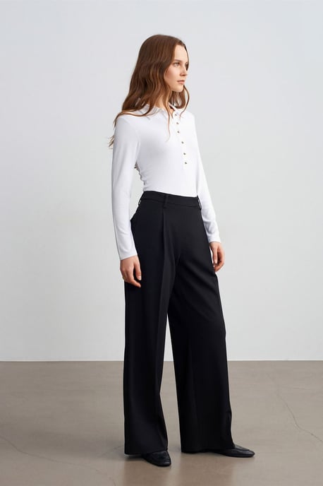 Vrouwen Hoge Taille Wijde Pijpen Crêpe Broek - Image 1
