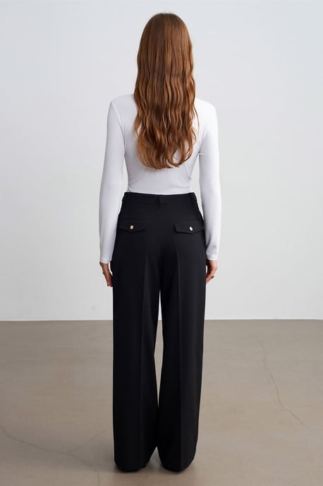 Vrouwen Hoge Taille Wijde Pijpen Crêpe Broek - Image 2