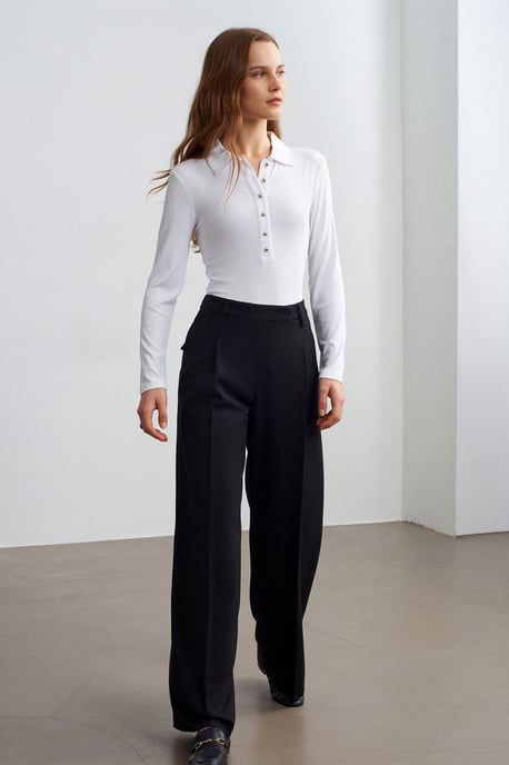 Vrouwen Hoge Taille Wijde Pijpen Crêpe Broek - Image 4