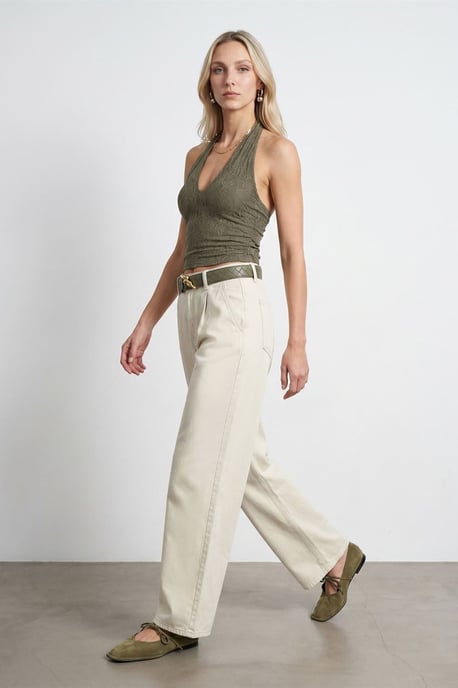 Middenhoge Wijde Pantalon met Plooien - Image 4