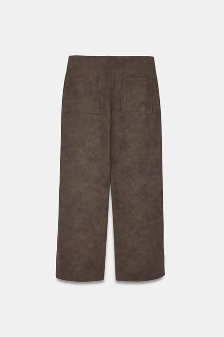Dames Hoge Taille Wijde Pijpen Faux Leren Broek - Image 6