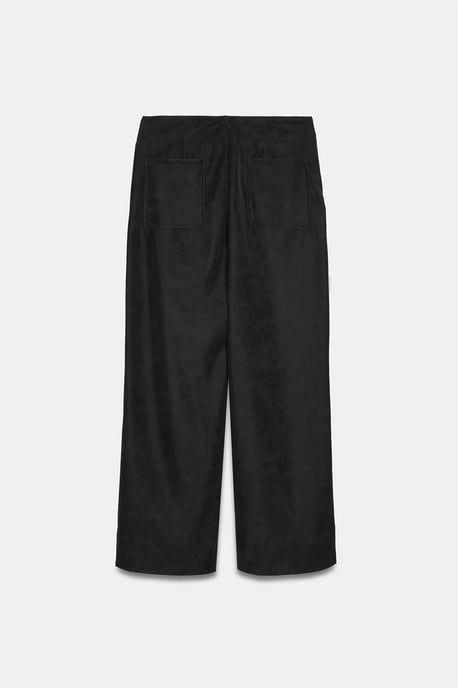 Dames Hoge Taille Wijdvallende Neplederen Broek - Image 6