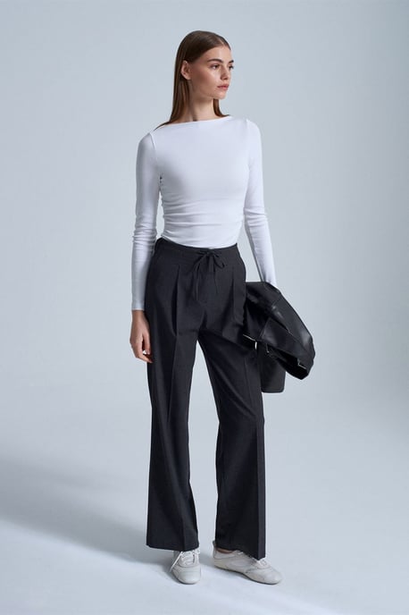 Wijde-pijp Crepe Trousers met Touwtjes - Image 2