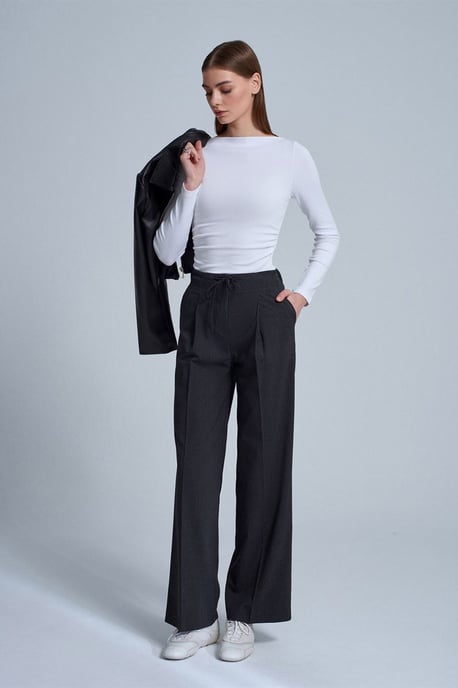 Wijde-pijp Crepe Trousers met Touwtjes - Image 5