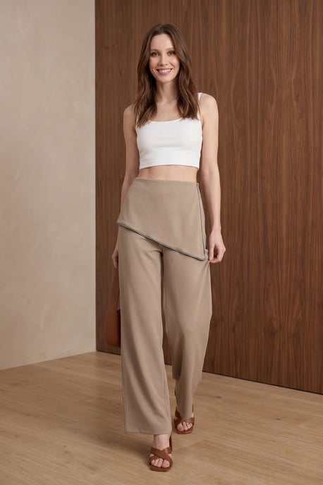 Hoge Taille Wijde Crepe Broek - Image 1