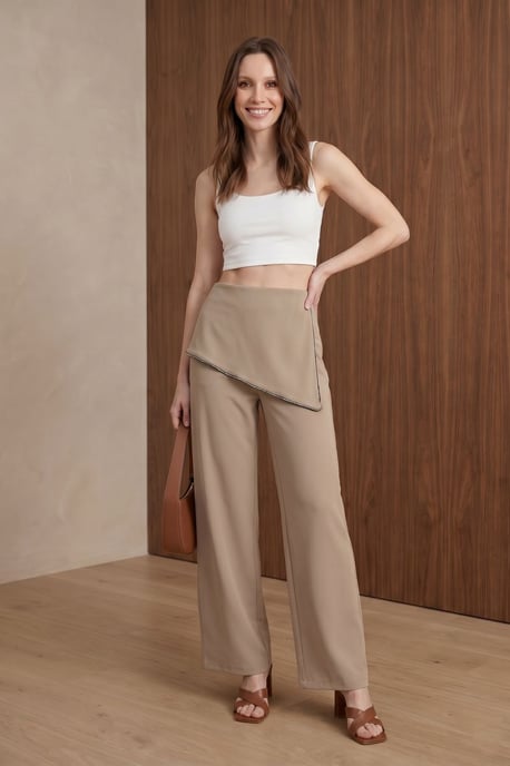 Hoge Taille Wijde Crepe Broek - Image 4