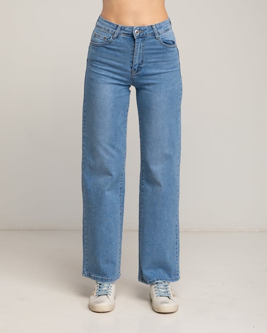 Basic wide leg jeans met een hoge taille. - Image 2