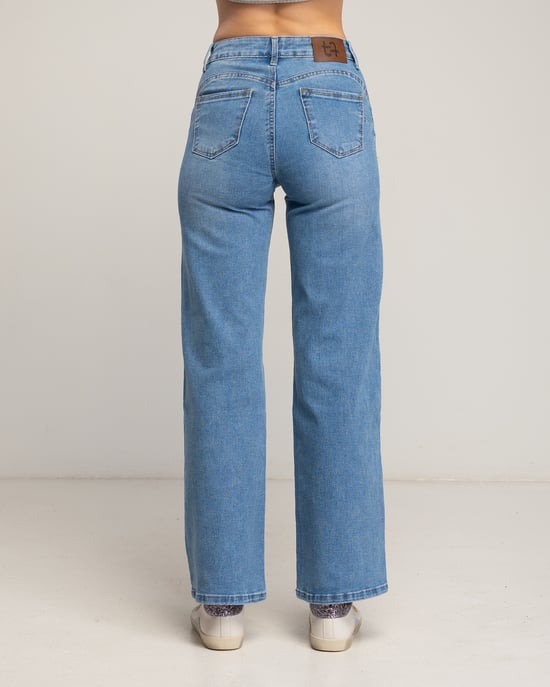 Basic wide leg jeans met een hoge taille. - Image 3