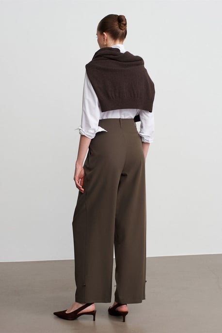 Dames Hoge Taille Wijde Pijpen Crepe Broek - Image 2