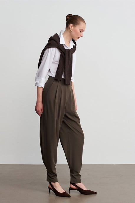Dames Hoge Taille Wijde Pijpen Crepe Broek - Image 3