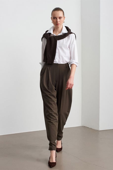 Dames Hoge Taille Wijde Pijpen Crepe Broek - Image 5