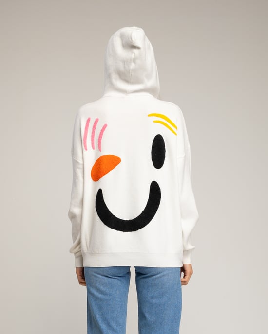 Gebreide hoodie met een grafisch detail op de voorkant en de rug. - Image 2