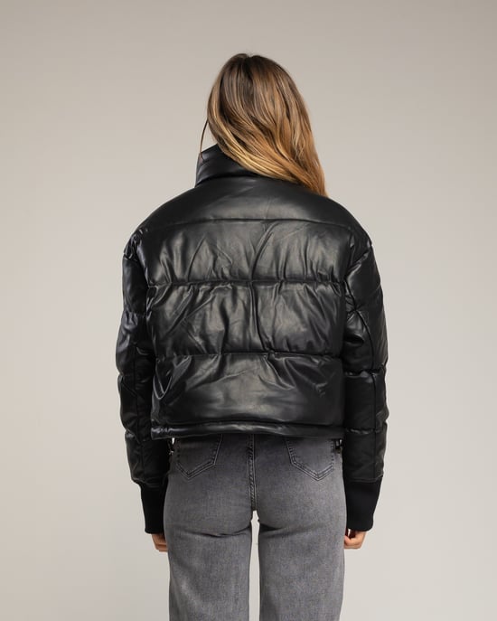 Imitatielederen anorak met rits- en drukknoopsluiting, steekzakken aan de voorkant in een jasmodel - Image 2