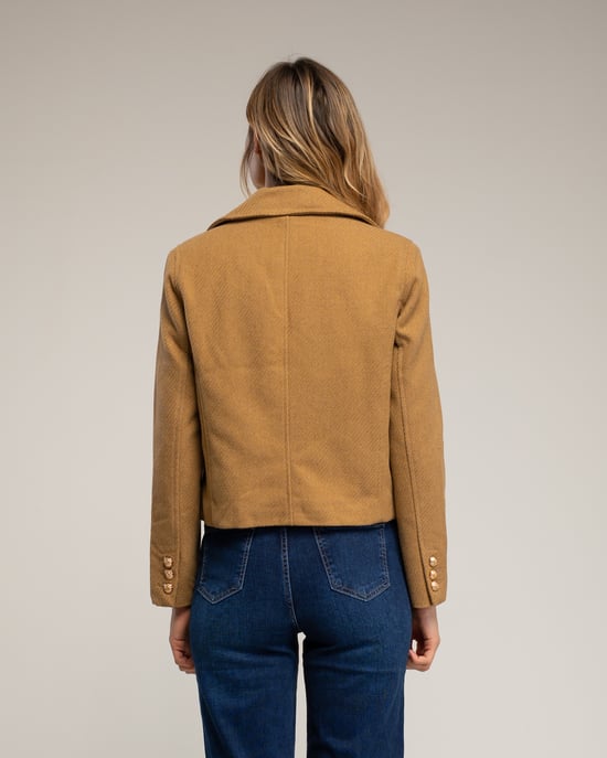 Kort laken jasje met revers, gouden knopen en zijzakken. - Image 2