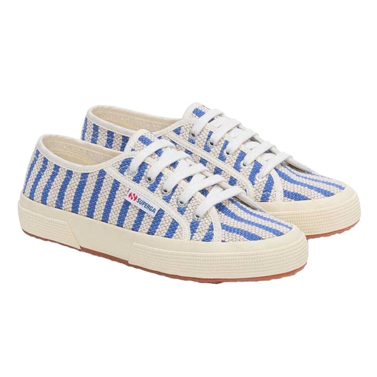 Superga Dames/Dames Gestreepte Platte Trainers (Blauw/Uit Wit) - Image 1