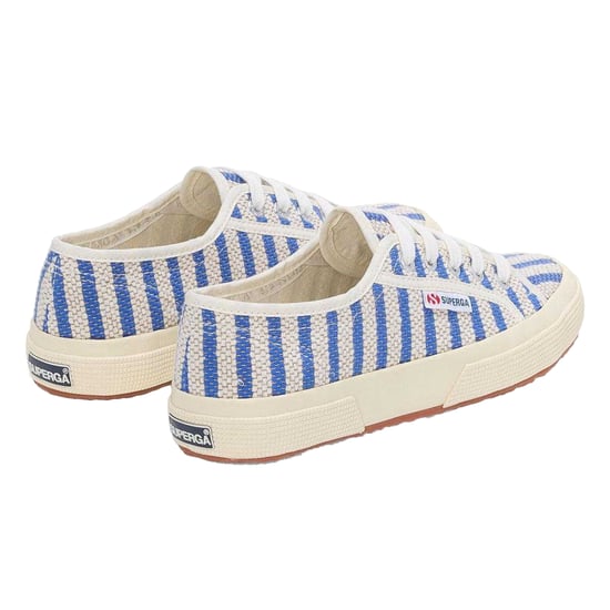Superga Dames/Dames Gestreepte Platte Trainers (Blauw/Uit Wit) - Image 2