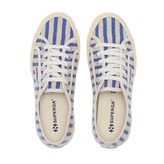 Superga Dames/Dames Gestreepte Platte Trainers (Blauw/Uit Wit) - Image 3