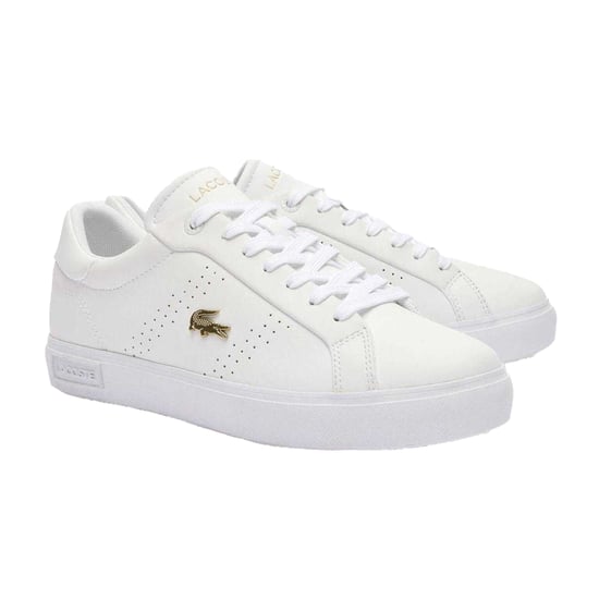 Lacoste Dames/Dames Powercourt 2.0 Leren Trainers (Wit/Goud) - Image 5