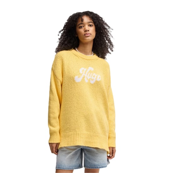 Hugo Dames/Dames Sareedi Oversized Sweatshirt met Belettering (Geel) - Image 2