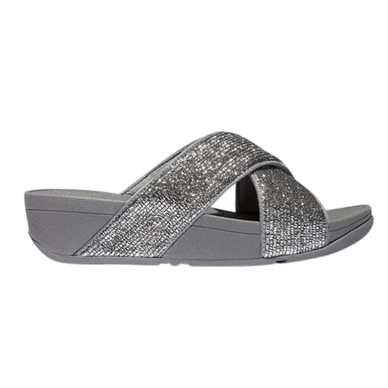 FitFlop Dames-slippers met gekruiste bandjes en glitters (Zilver) - Image 2