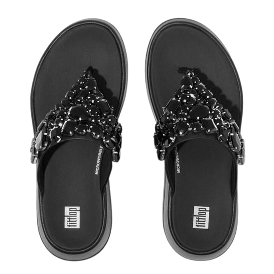 FitFlop Dames/Dames Leren Flatform Sandalen met Juwelen (Zwart) - Image 3