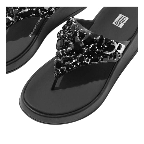 FitFlop Dames/Dames Leren Flatform Sandalen met Juwelen (Zwart) - Image 5