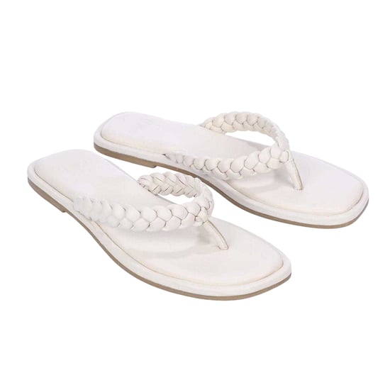 Dune London Dames/Dames Teen Post Platte Sandalen (Ecru) - Image 4
